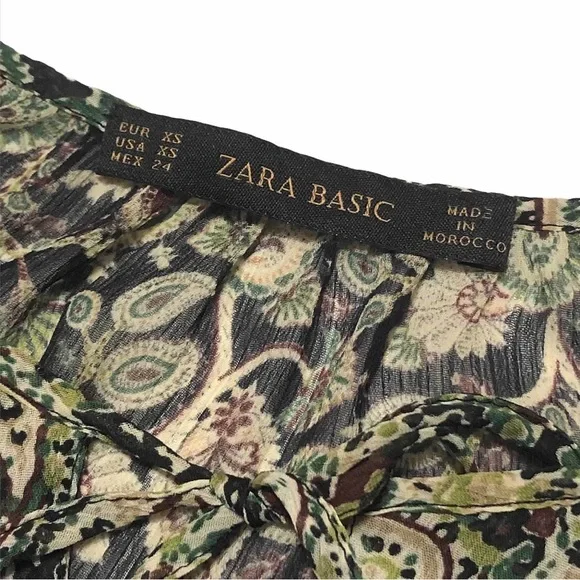 Zara Paisley Tie Neck Blouse - Picture 8 of 12